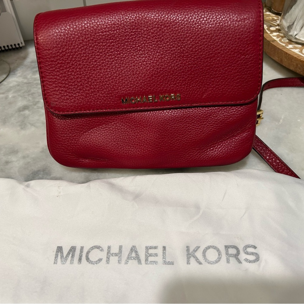 Michael Kors Leather Red Crossbody Bag